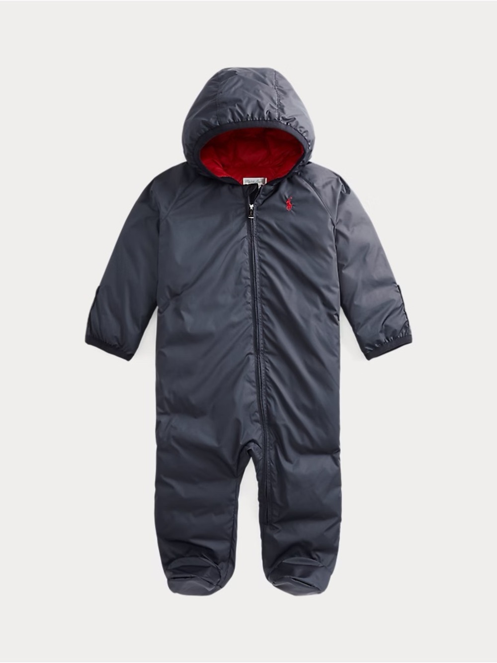 Ralph Lauren Hooded Bunting Navy 9M Baby One Piece Red Pony Lined
